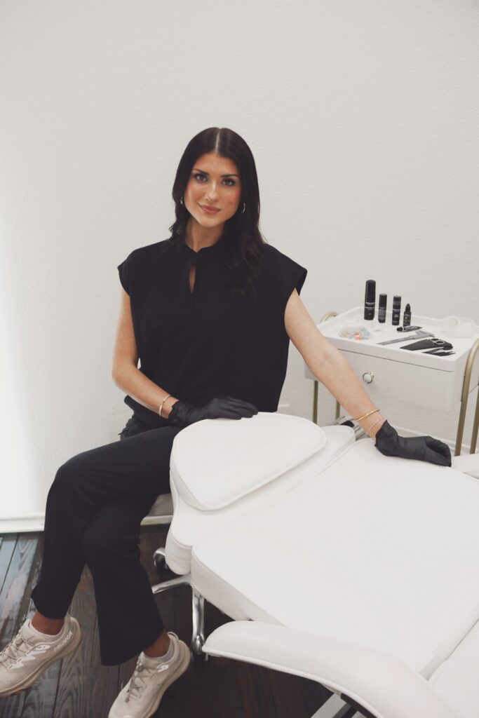 Blythe Freels Aesthetician at Radiant Aesthetics doing brow laminations, lash lifts and brow waxing